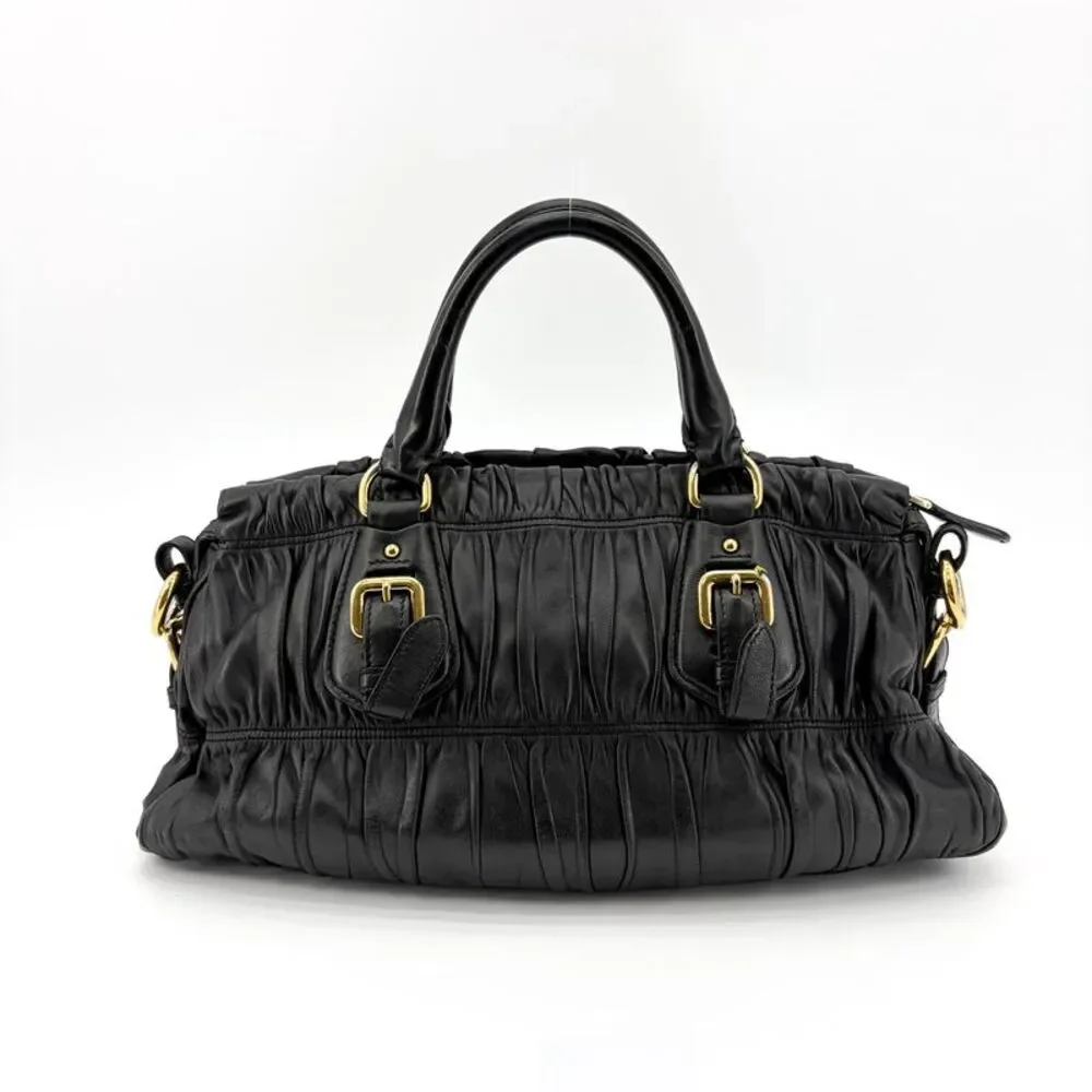 Prada Napa Gaufré Tote Bag Black with Gold Hardware